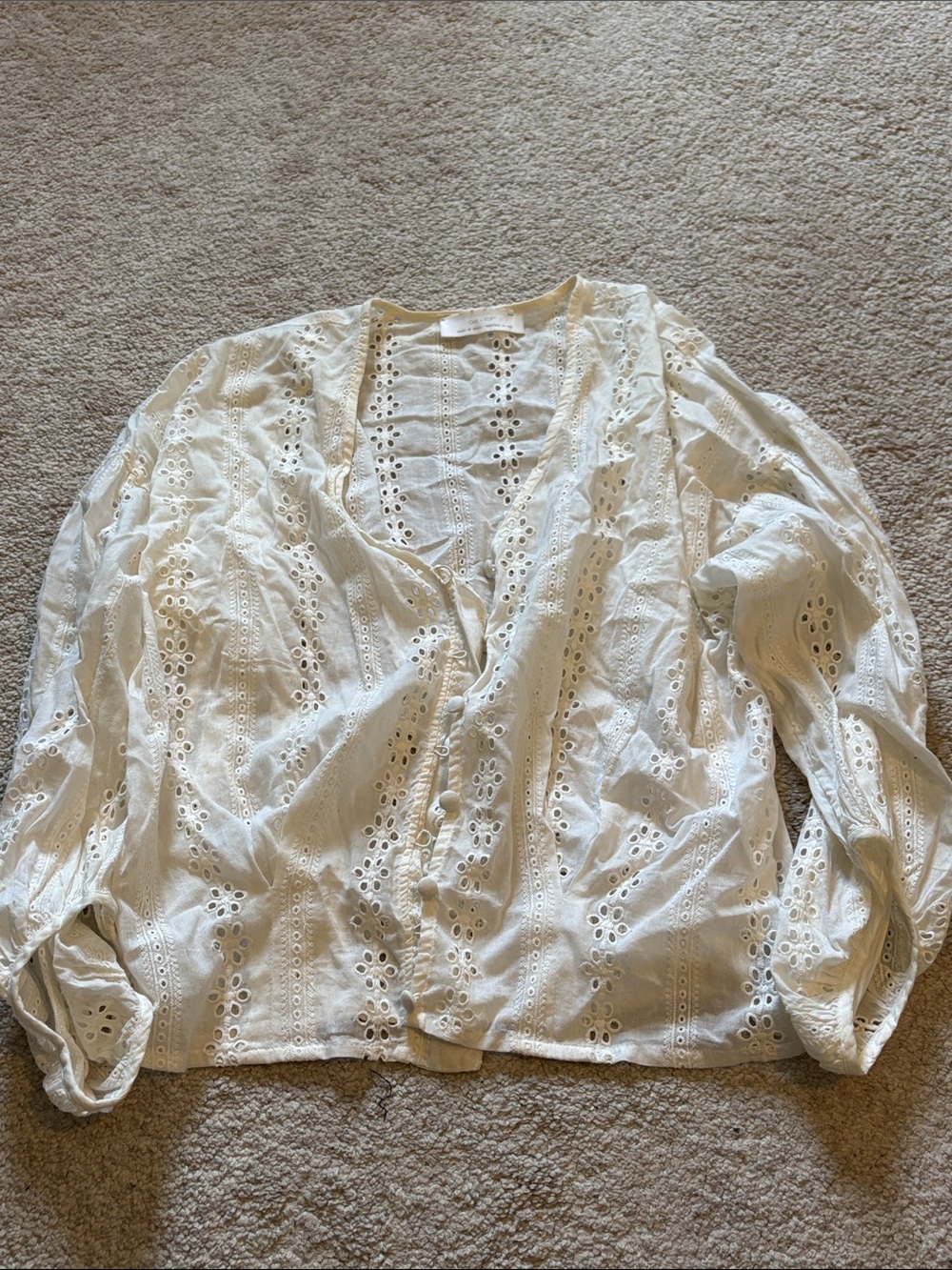 OAK + FORT Cream Eyelet Blouse